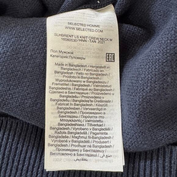 SELECTED / HOMME LONG SLEEVE KNIT CREWNECK SHIRT IN DARK SAPPHIRE NWT MEN'S XL - Picture 10 of 15